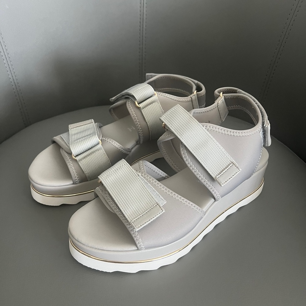 Brand New Women’s Sandals. Purchased in Japan. Grey. Size 8-8.5 or 24-24.5 cm